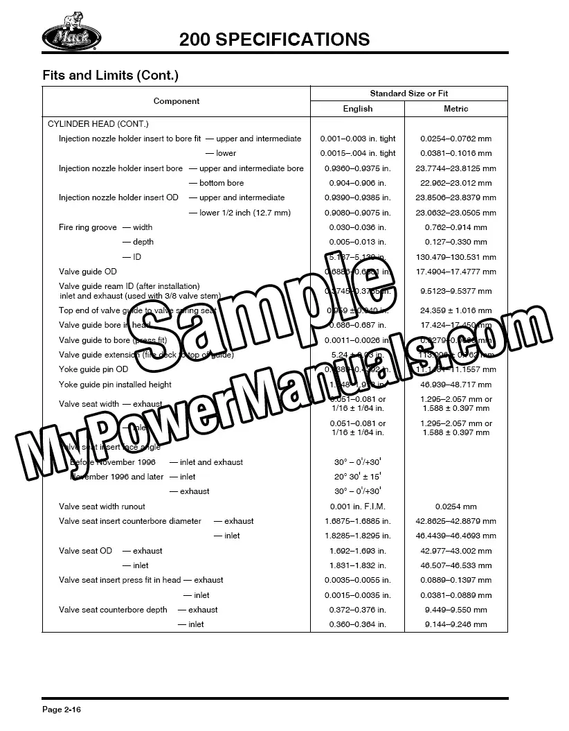 Mack E7 Diesel Engine Shop Repair Manual - Image 3