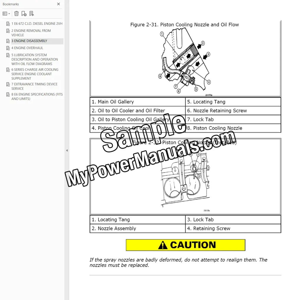 Mack E6 2V engine shop manual sample page